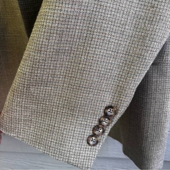 Oscar De La Renta Mens 46” Chest Brown Silk Wool Blend Sport Coat Jacket Blazer - Picture 9 of 9